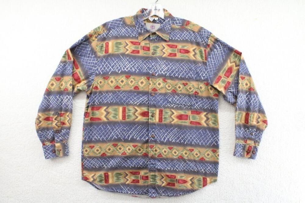 VTG The Territory Ahead Shirt Mens Medium Aztec Western Southwestern Long Sleeve